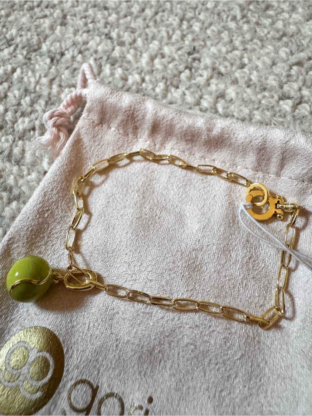 NWT Gorjana 18K Gold Plated Parker Tennis Chain Bracelet with Tennis Ball Charm